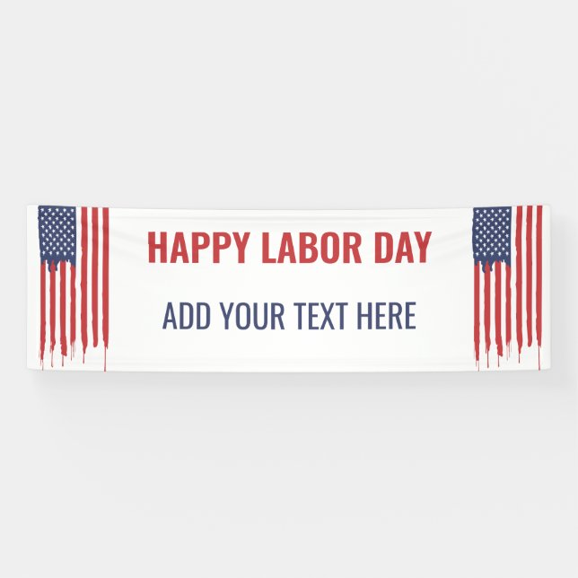 Happy Labour Day American Flag Graffiti  Banner (Horizontal)