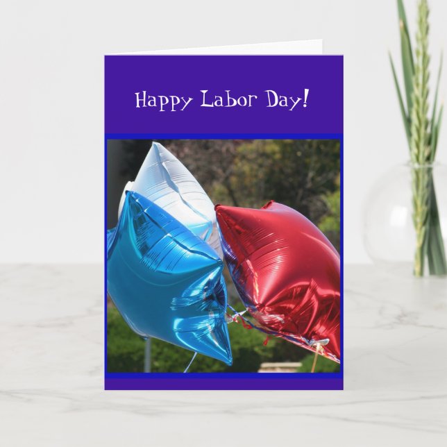 Happy Labour Day Ballon greeting cars Card (Front)