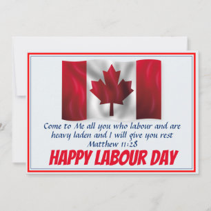 HAPPY LABOUR DAY CANADA Flag Scripture Customised Holiday Card
