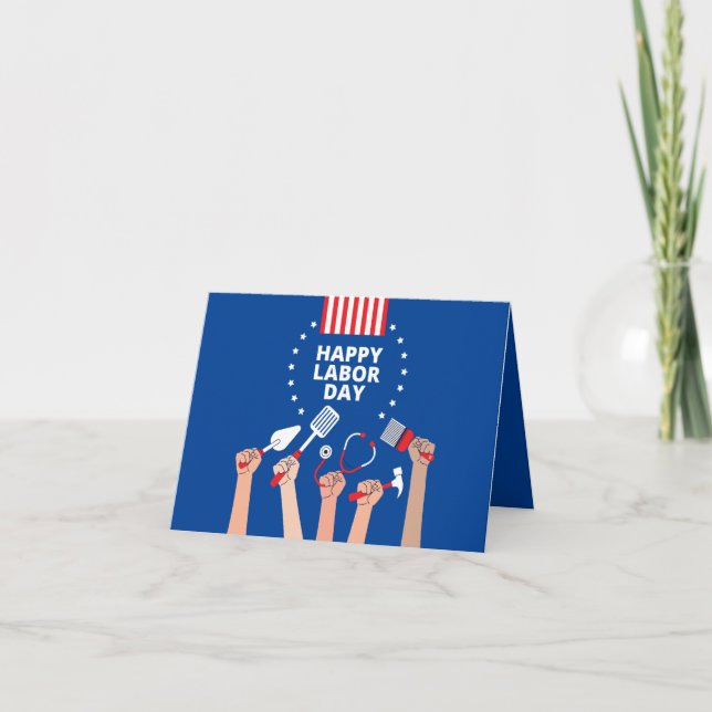 Happy Labour Day Folded Greeting Card (Front)