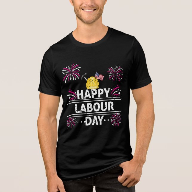 Happy Labour Day For All Workers Patriotic Tri-Blend Shirt (Front)