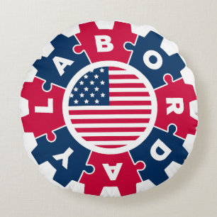 Happy Labour Day Fun 2023 Round Cushion