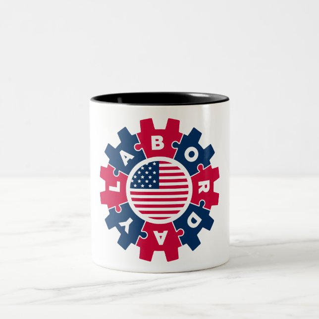 Happy Labour Day Fun Two-Tone Coffee Mug (Center)
