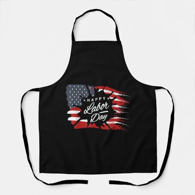 Happy Labour Day Gift American Flag Apron (Front)