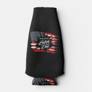 Happy Labour Day Gift American Flag Bottle Cooler