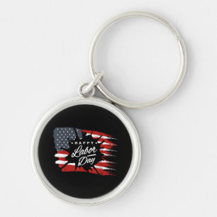 Happy Labour Day Gift American Flag Key Ring