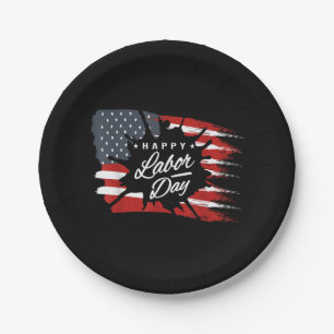 Happy Labour Day Gift American Flag Paper Plate