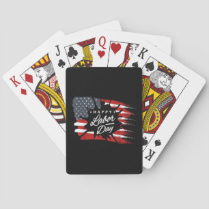 Happy Labour Day Gift American Flag Playing Cards