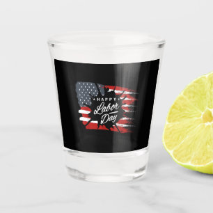 Happy Labour Day Gift American Flag Shot Glass