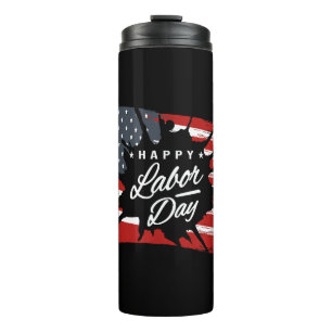 Happy Labour Day Gift American Flag Thermal Tumbler