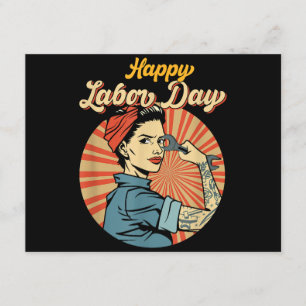 Happy Labour Day Girl Strong Worker Movement Emplo Enclosure Card