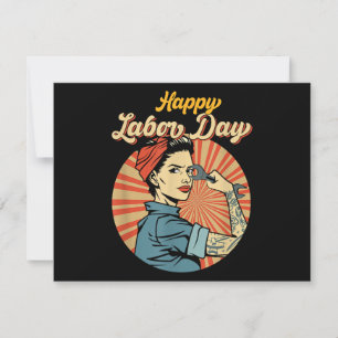 Happy Labour Day Girl Strong Worker Movement Emplo Holiday Card