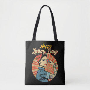 Happy Labour Day Girl Strong Worker Movement Emplo Tote Bag