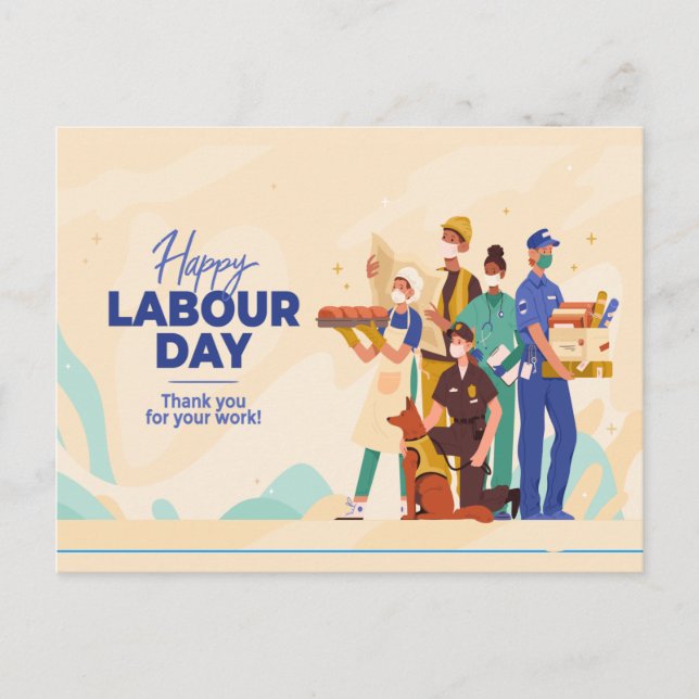 HAPPY LABOUR DAY ILLUSTRATION DESIGN Postcard (Front)
