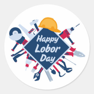Happy Labour day Long Weekend Classic Round Sticker