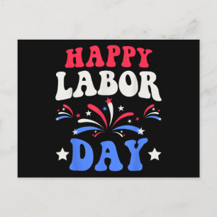 Happy Labour Day Men Women Kids Holiday Postcard