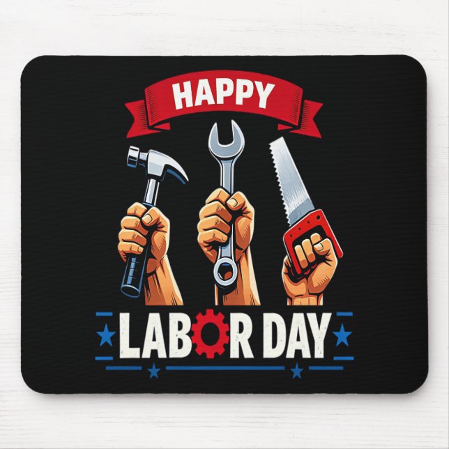 Happy Labour-day Mouse Mat (Front)