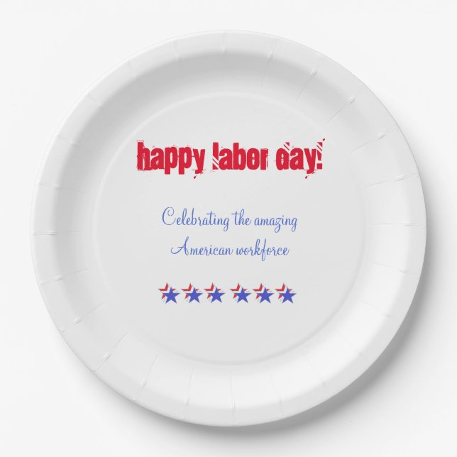 Happy Labour Day Paper Plates (Front)
