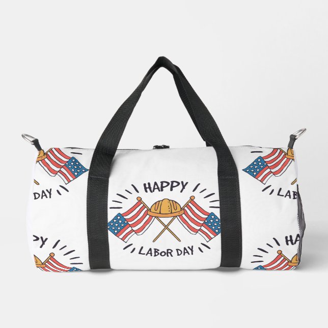 Happy Labour Day Patriotic American Flag Construct Duffle Bag (Front)
