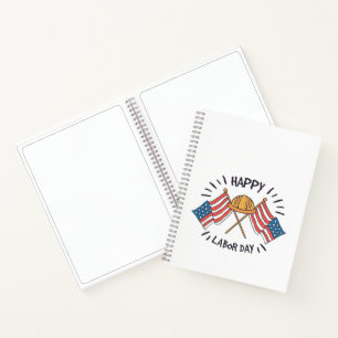 Happy Labour Day Patriotic American Flag Construct Notebook