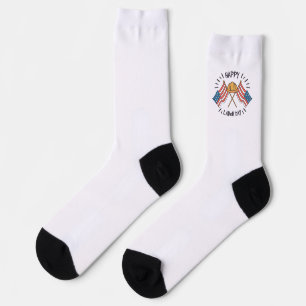 Happy Labour Day Patriotic American Flag Construct Socks