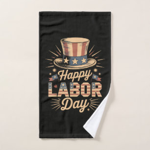 Happy Labour Day Patriotic Celebration Hand Towel