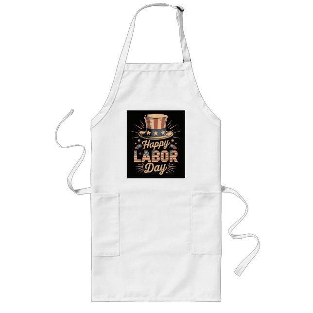 Happy Labour Day Patriotic Celebration Long Apron (Front)