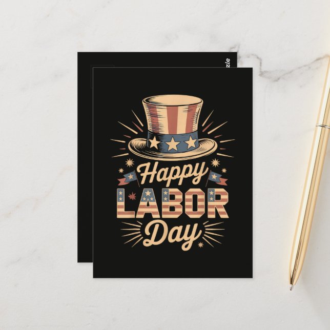 Happy Labour Day Patriotic Celebration  Postcard (Front/Back In Situ)