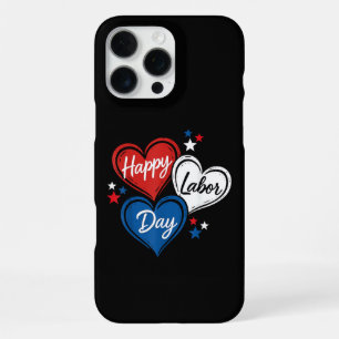 Happy Labour Day Patriotic Hearts Red White Blue M iPhone 16 Pro Max Case