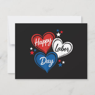 Happy Labour Day Patriotic Hearts Red White Blue M Save The Date