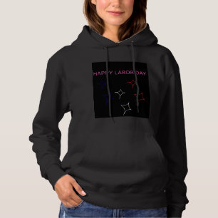 Happy Labour Day Patriotic Stars Black Hoodie