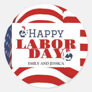Happy Labour Day patriotic USA flag  Classic Round Sticker