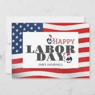Happy Labour Day patriotic USA flag holiday card