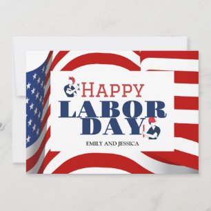 Happy Labour Day patriotic USA flag holiday card