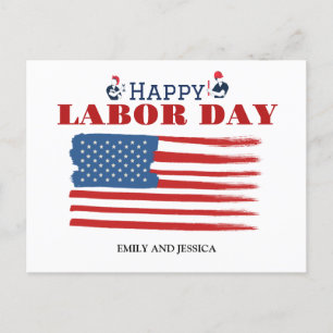 Happy Labour Day patriotic USA flag Postcard