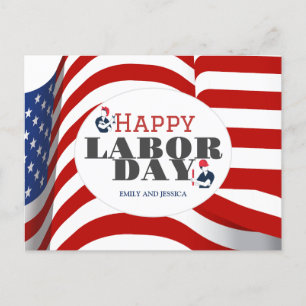 Happy Labour Day patriotic USA flag Postcard