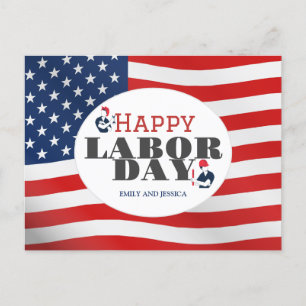 Happy Labour Day patriotic USA flag Postcard