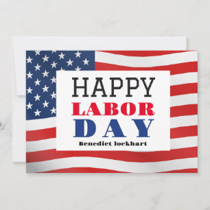 Happy Labour Day patriotic USA flag Thank You Card