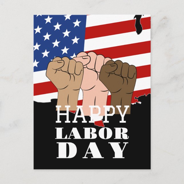 Happy Labour Day patriotic USA Red White & Blue Postcard (Front)