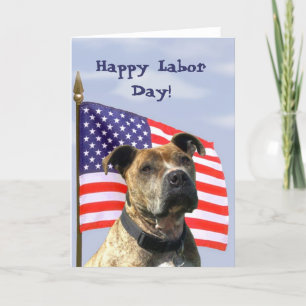 Happy Labour Day Pitbull Greeting card
