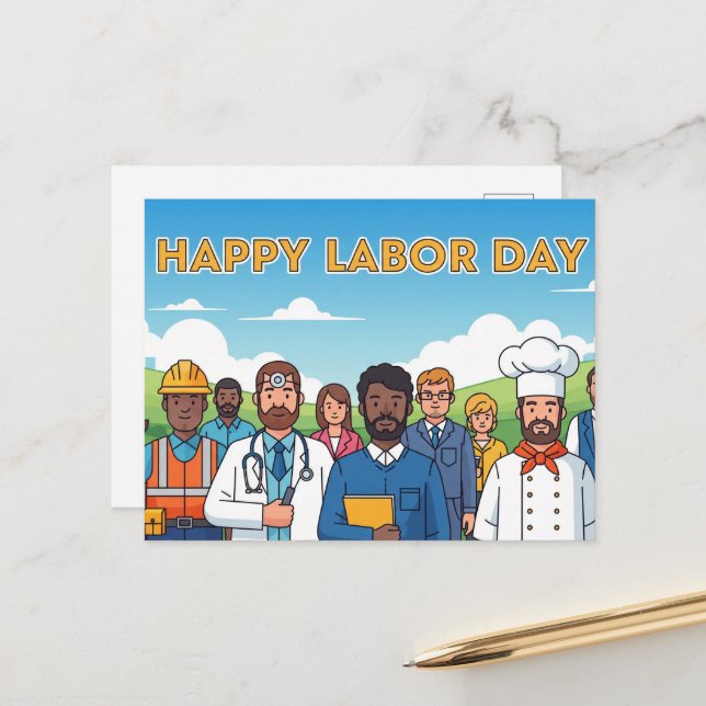 Happy Labour Day Postcard (Front/Back In Situ)