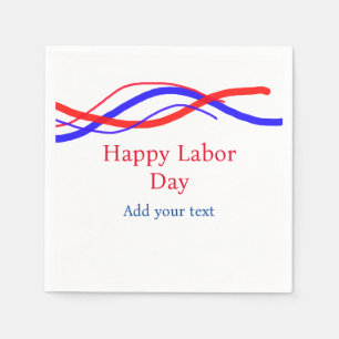 Happy labour day red blue American add your text  Napkin