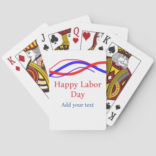 Happy labour day red blue American add your text  Playing Cards (Back)