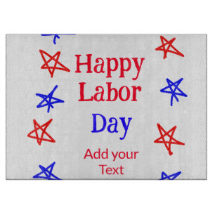 Happy labour day red blue star American day add te Cutting Board