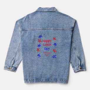 Happy labour day red blue star American day add te Denim Jacket