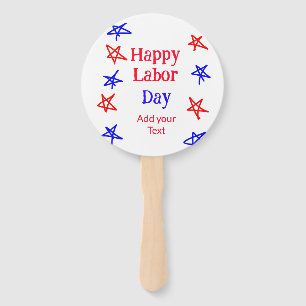 Happy labour day red blue star American day add te Hand Fan