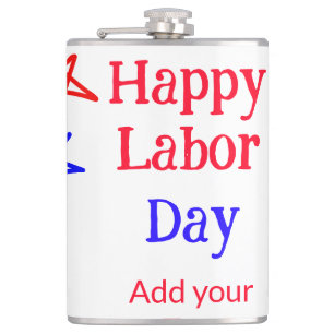 Happy labour day red blue star American day add te Hip Flask
