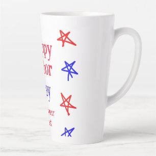 Happy labour day red blue star American day add te Latte Mug