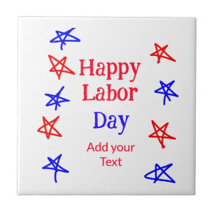 Happy labour day red blue star American day add te Tile