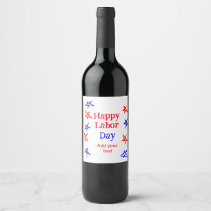 Happy labour day red blue star American day add te Wine Label